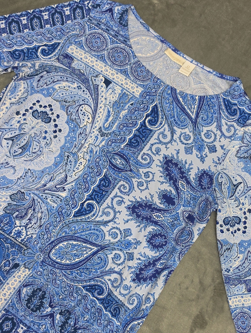 Chico's Blue Paisley Long-Sleeve Top S